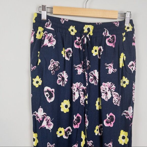 𝅺J Crew Factory Womens Size 4 Blue Floral Soft Pull On Pants Cuffed Lightweight - Picture 5 of 8